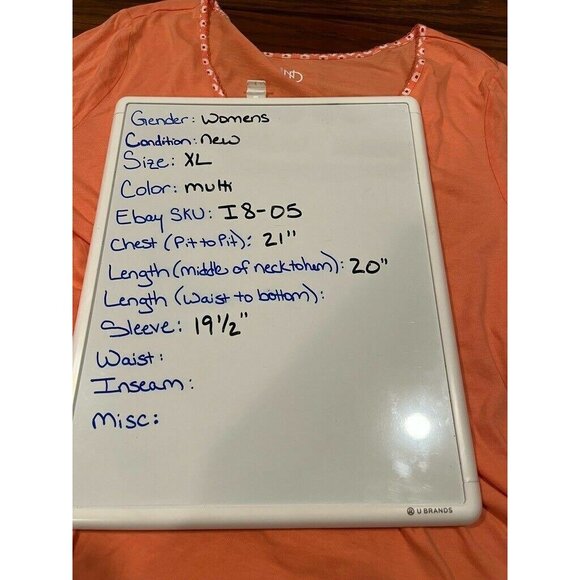 New Directions Intimates Pajama Top Womens XL Orange Geometric Long Sleeve New - Picture 9 of 9